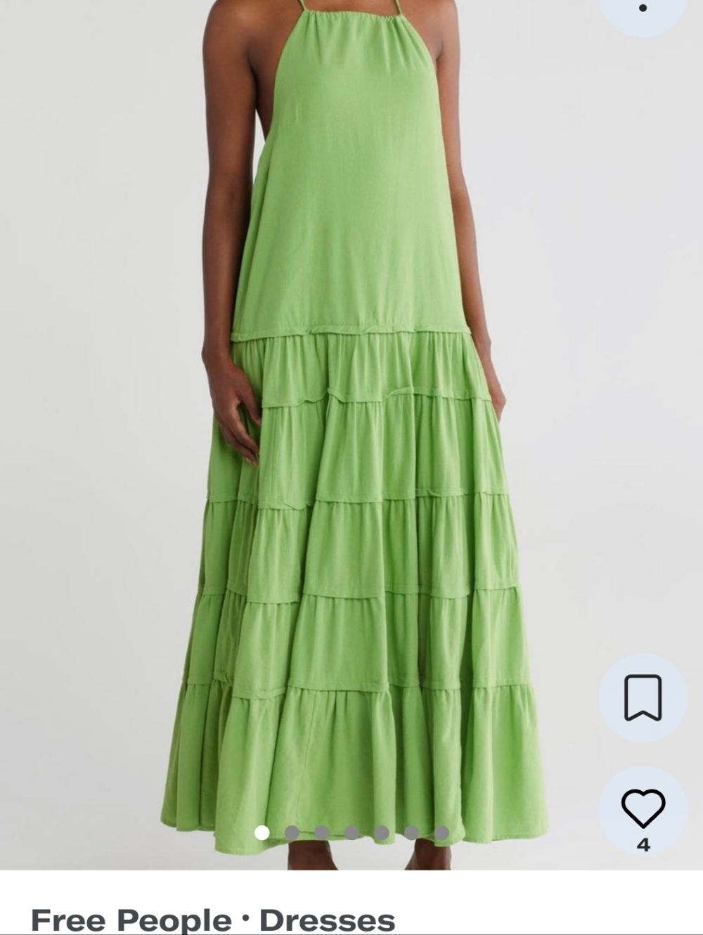 Free People Open-Back Tiered Maxi Dress in Bright Green